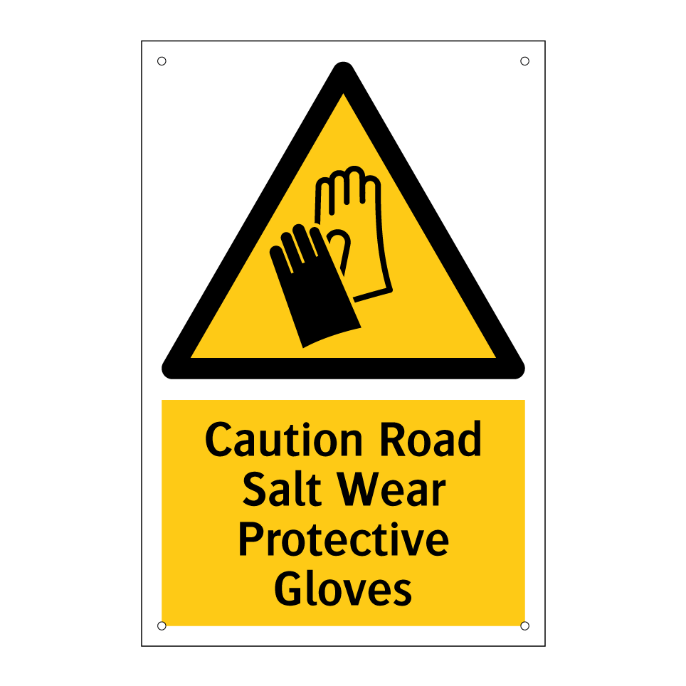 Caution Road Salt Wear Protective Gloves