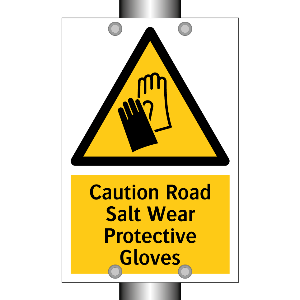 Caution Road Salt Wear Protective Gloves