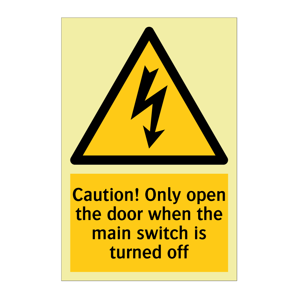 Caution! Only open the door when the main switch is turned off