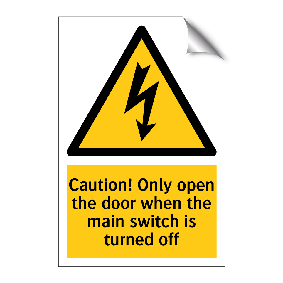 Caution! Only open the door when the main switch is turned off
