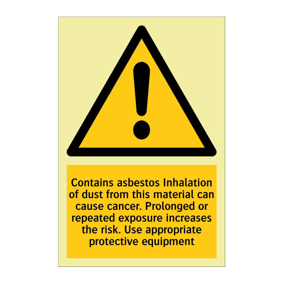 Contains asbestos Inhalation of dust from this material can cause cancer. Prolonged or repeated exposure increases the risk. Use appropriate protective equipment