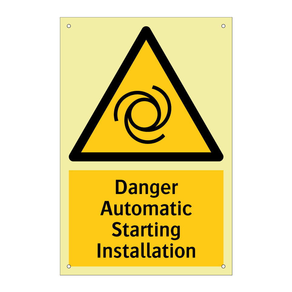 Danger Automatic Starting Installation