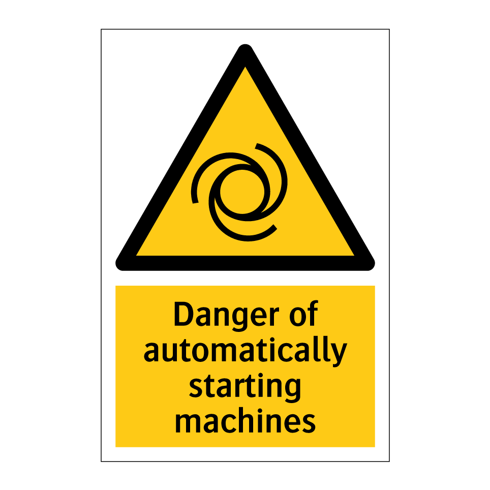 Danger of automatically starting machines