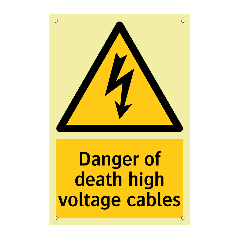 Danger of death high voltage cables
