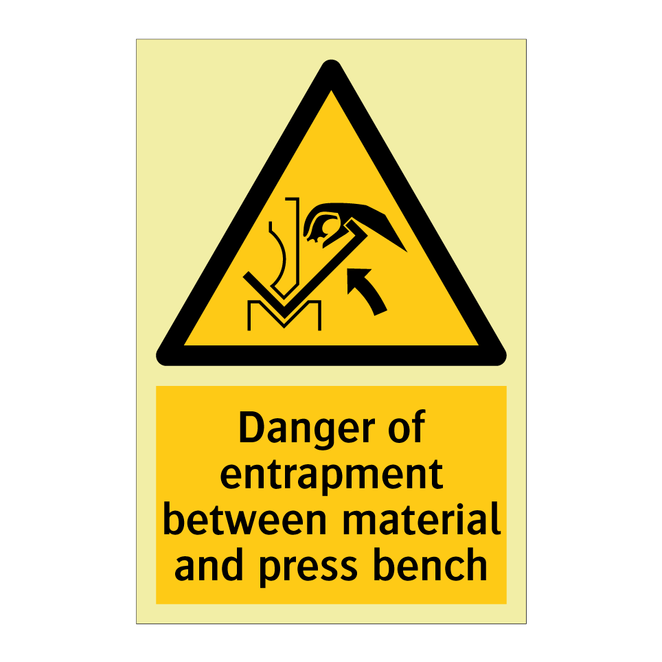 Danger of entrapment between material and press bench