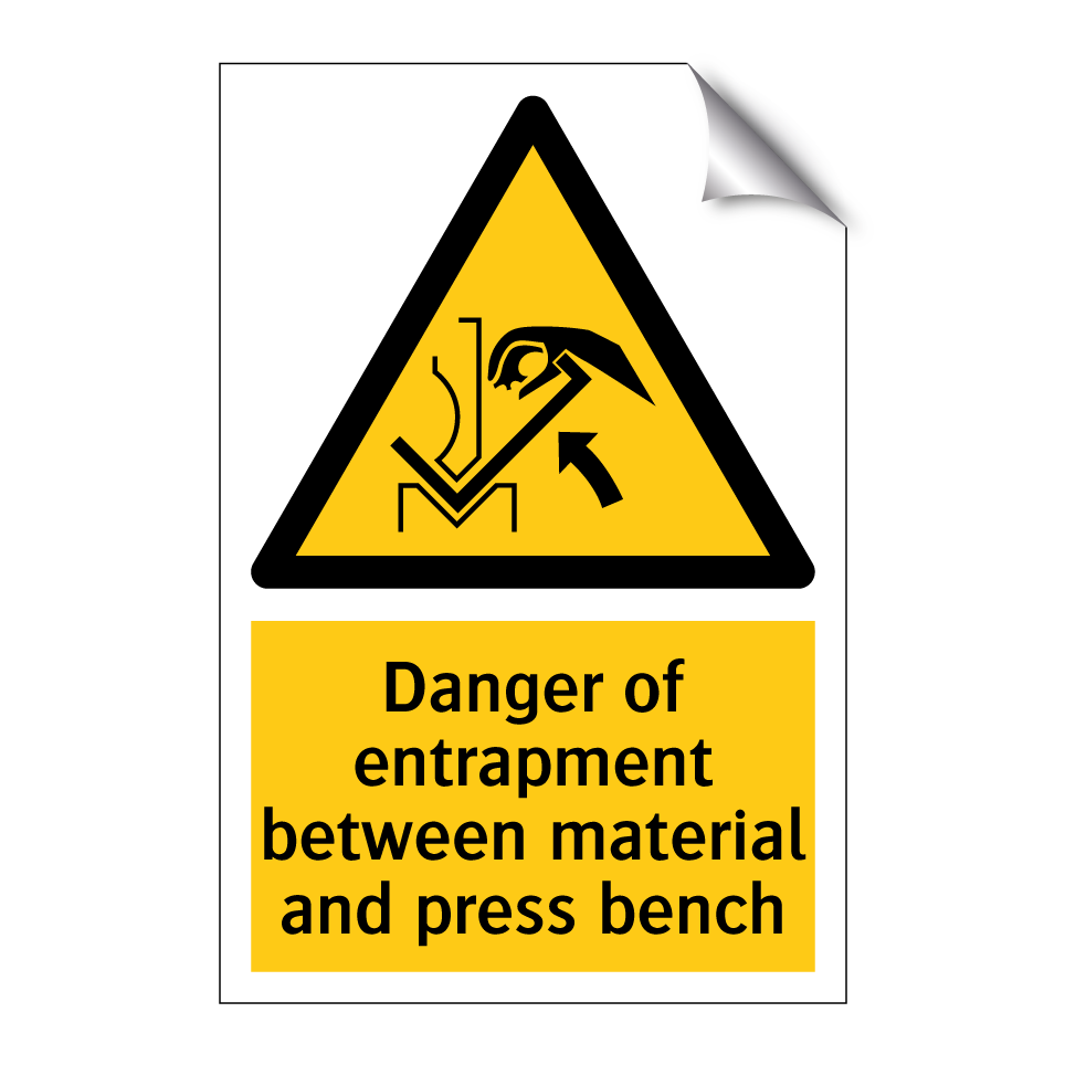 Danger of entrapment between material and press bench