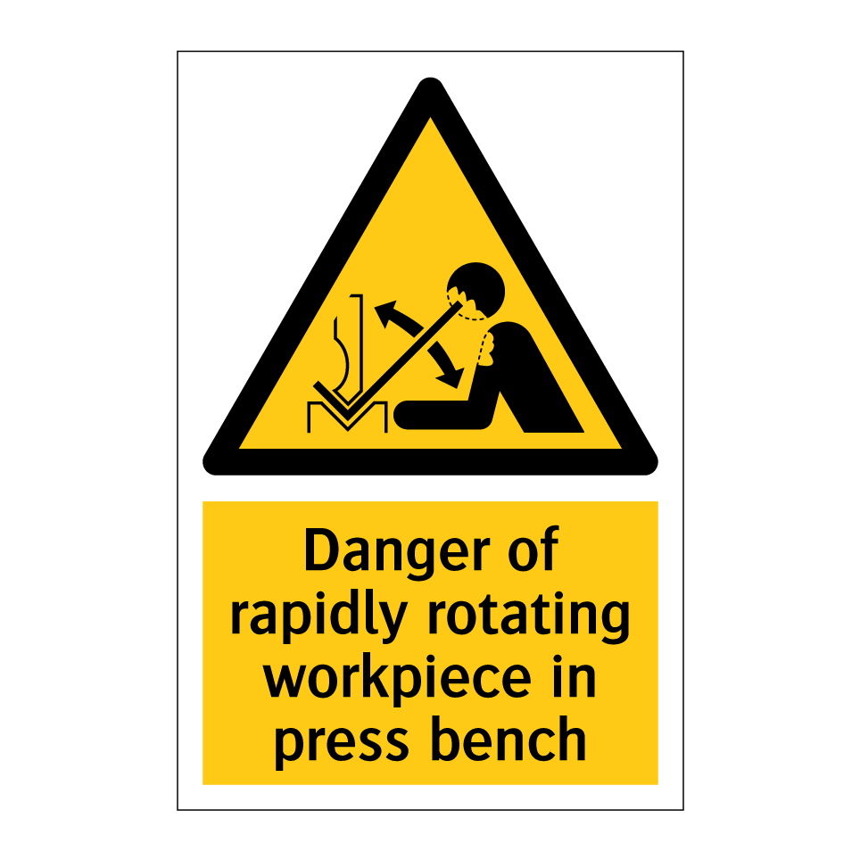 Danger of rapidly rotating workpiece in press bench