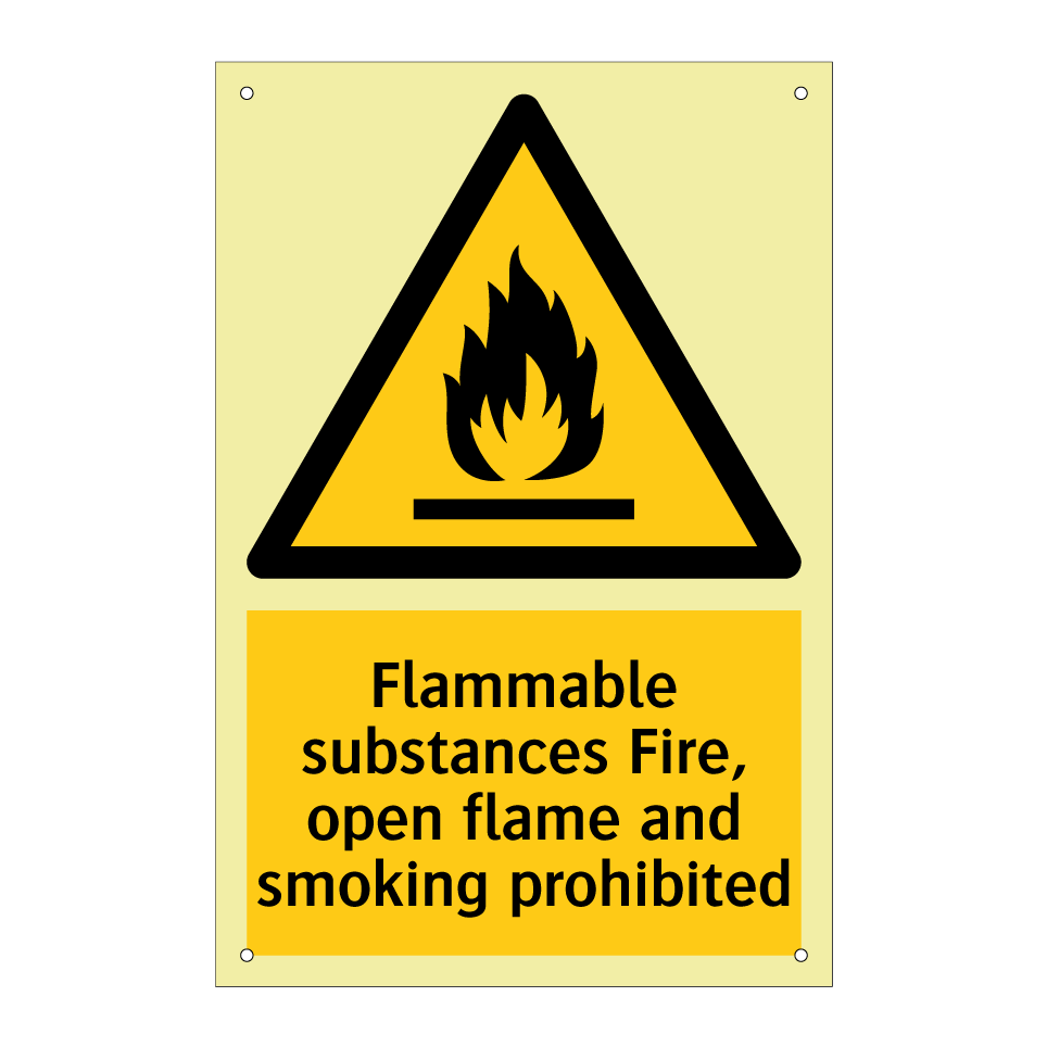 Flammable substances Fire, open flame and smoking prohibited