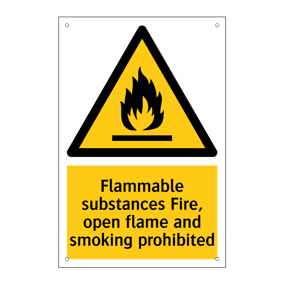 Flammable substances Fire, open flame and smoking prohibited