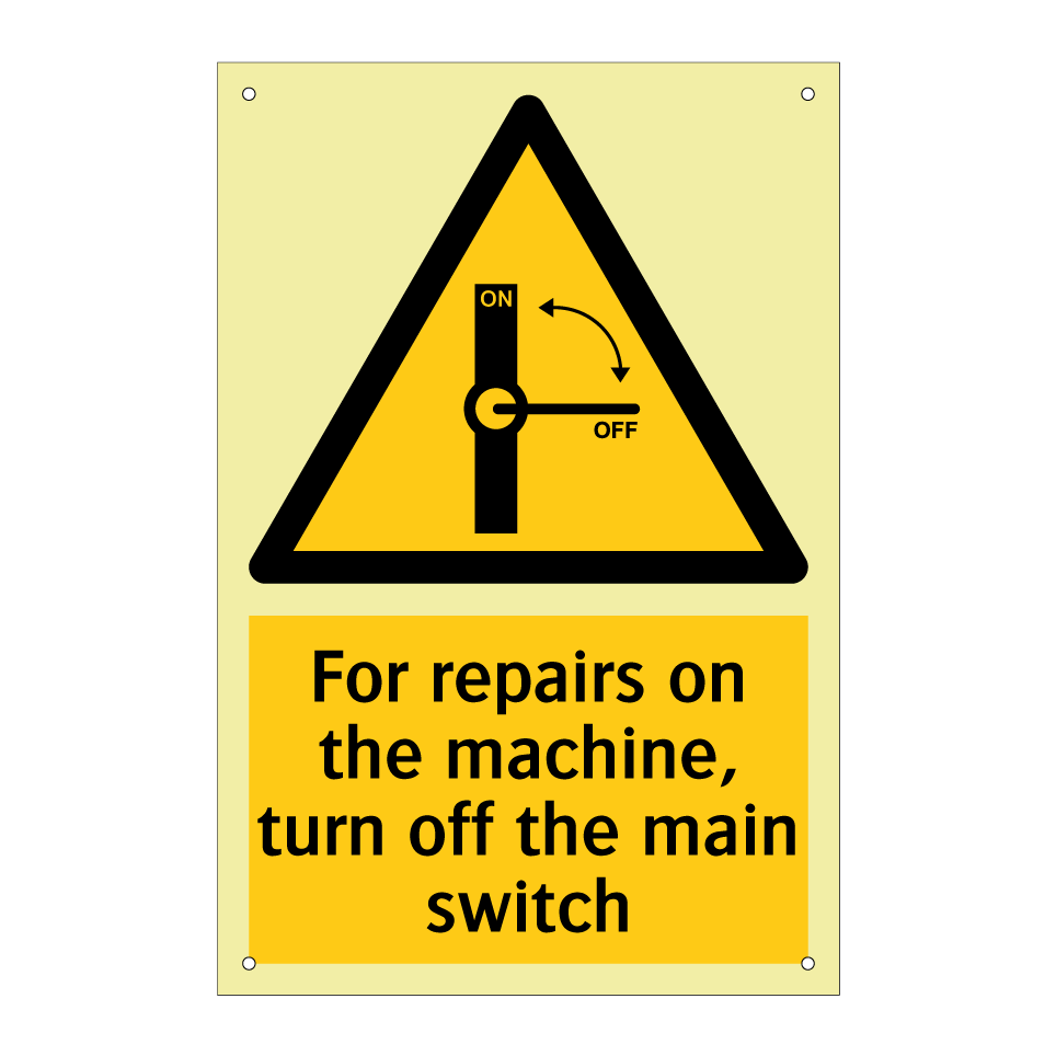 For repairs on the machine, turn off the main switch