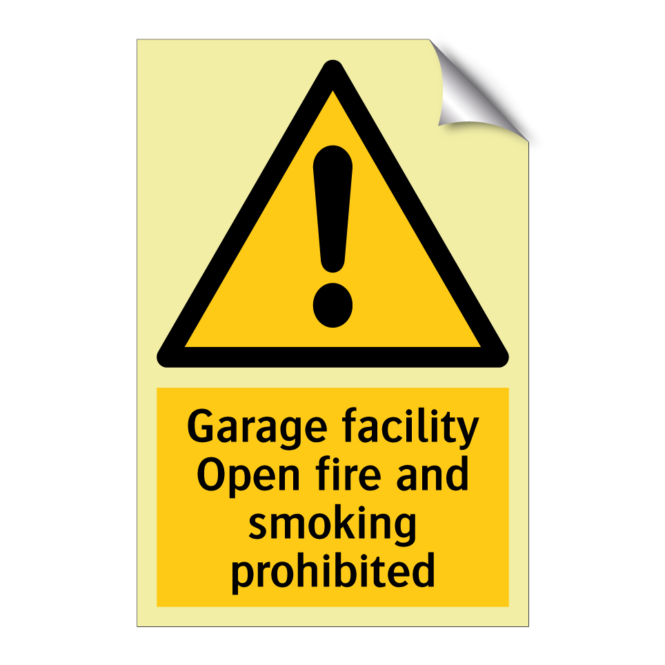 Garage facility Open fire and smoking prohibited
