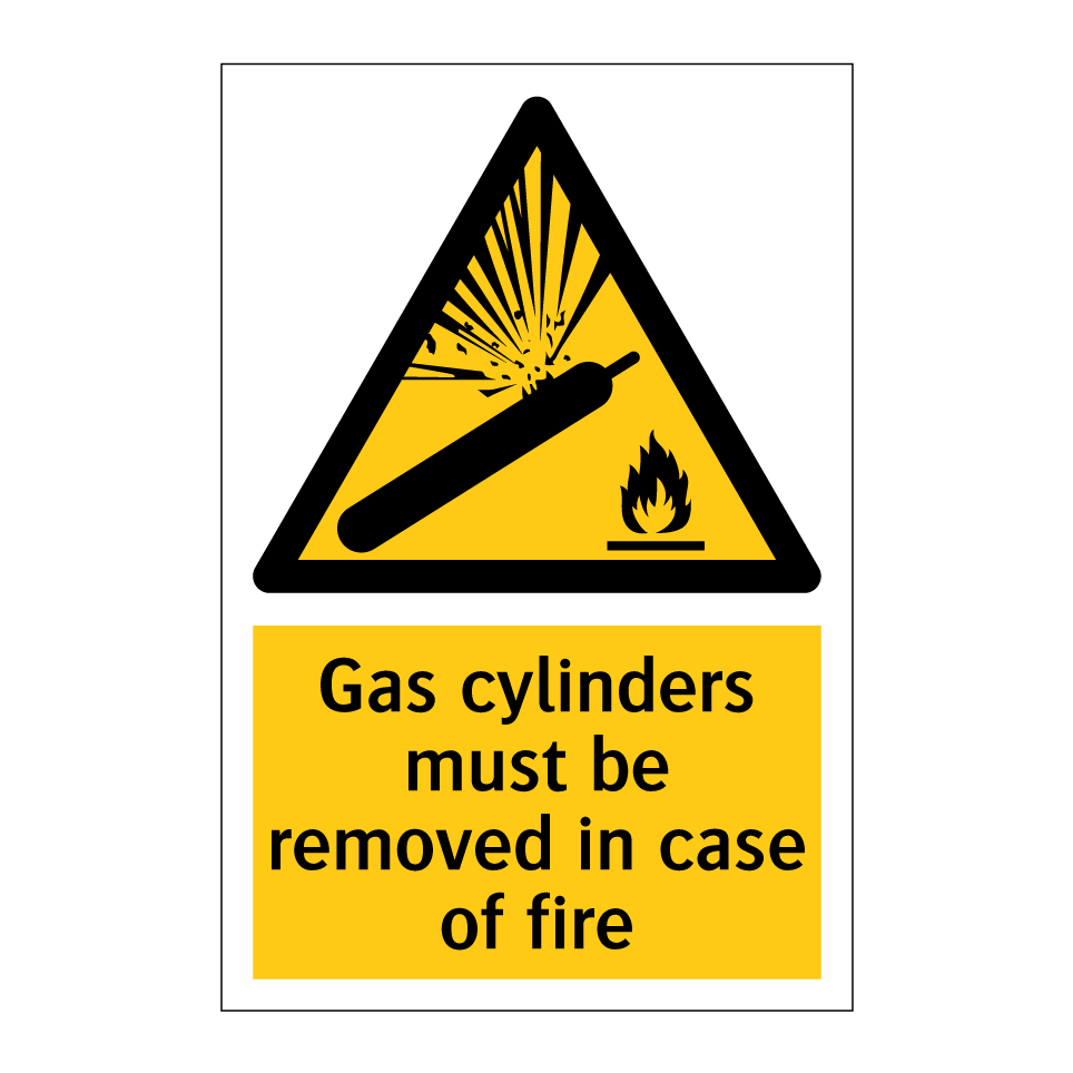 Gas cylinders must be removed in case of fire