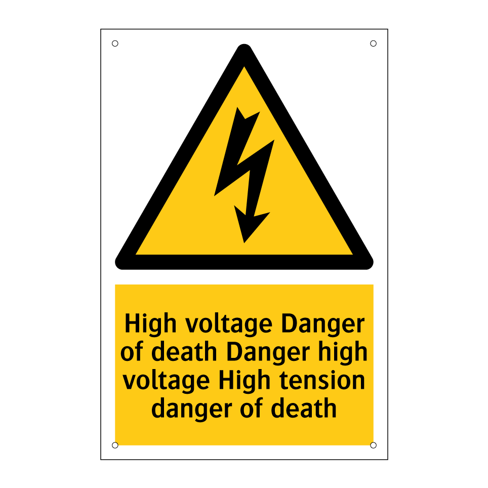High voltage Danger of death Danger high voltage High tension danger of death