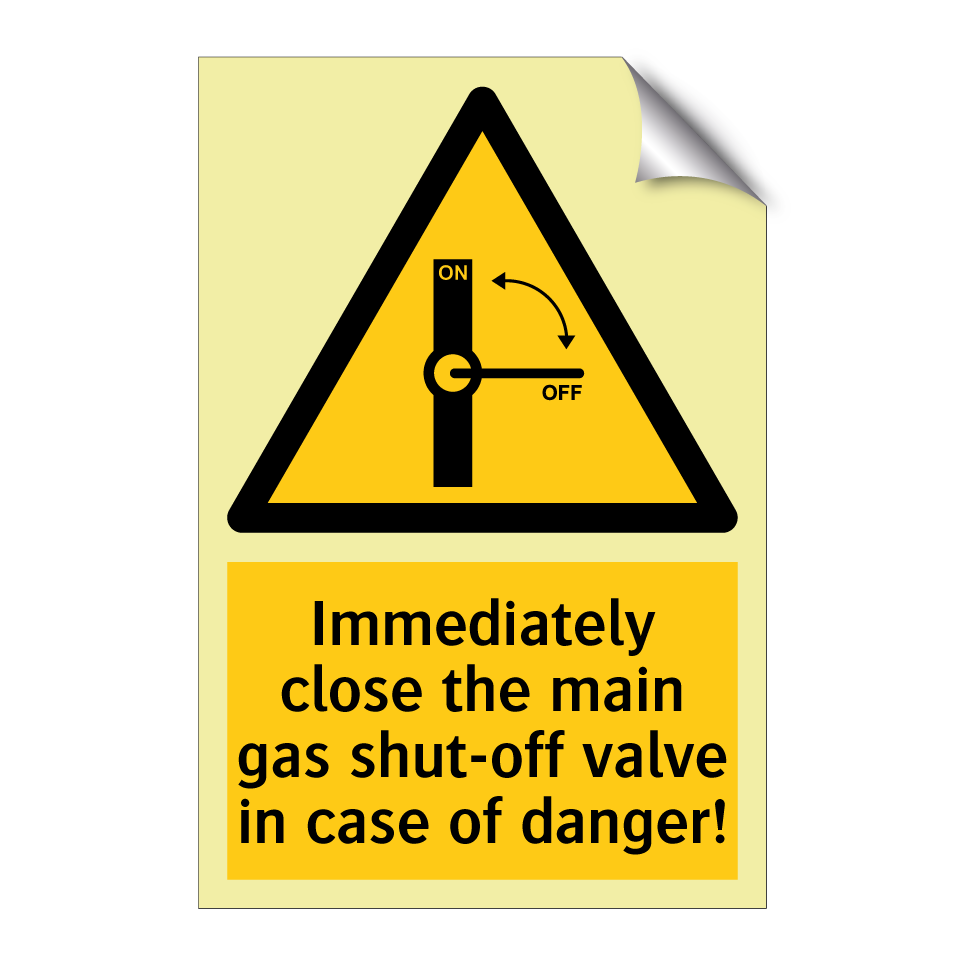 Immediately close the main gas shut-off valve in case of danger!
