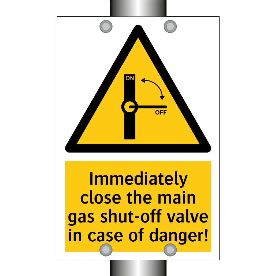 Immediately close the main gas shut-off valve in case of danger!