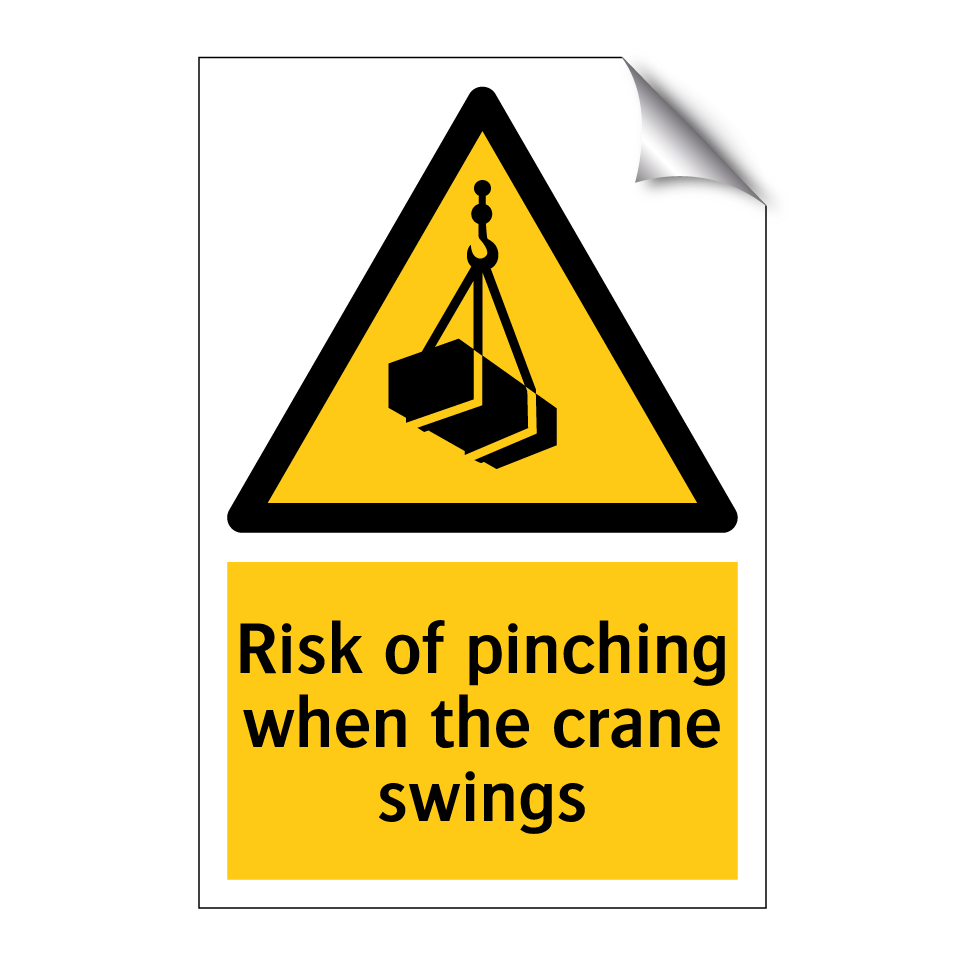 Risk of pinching when the crane swings
