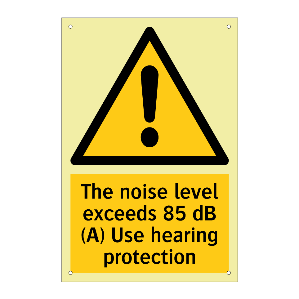 The noise level exceeds 85 dB (A) Use hearing protection