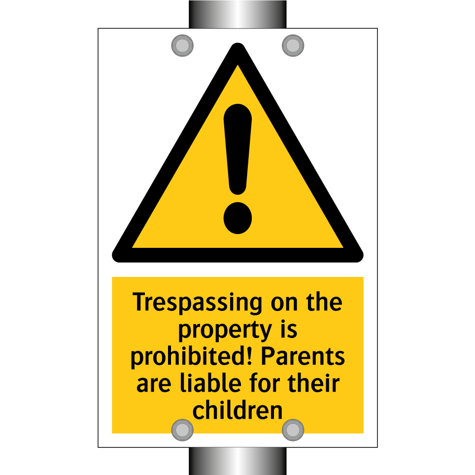Trespassing on the property is prohibited! Parents are liable for their children