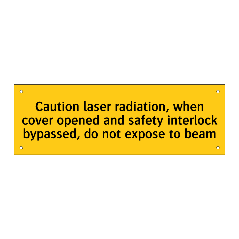 Caution laser radiation, when cover opened and safety interlock bypassed, do not expose to beam