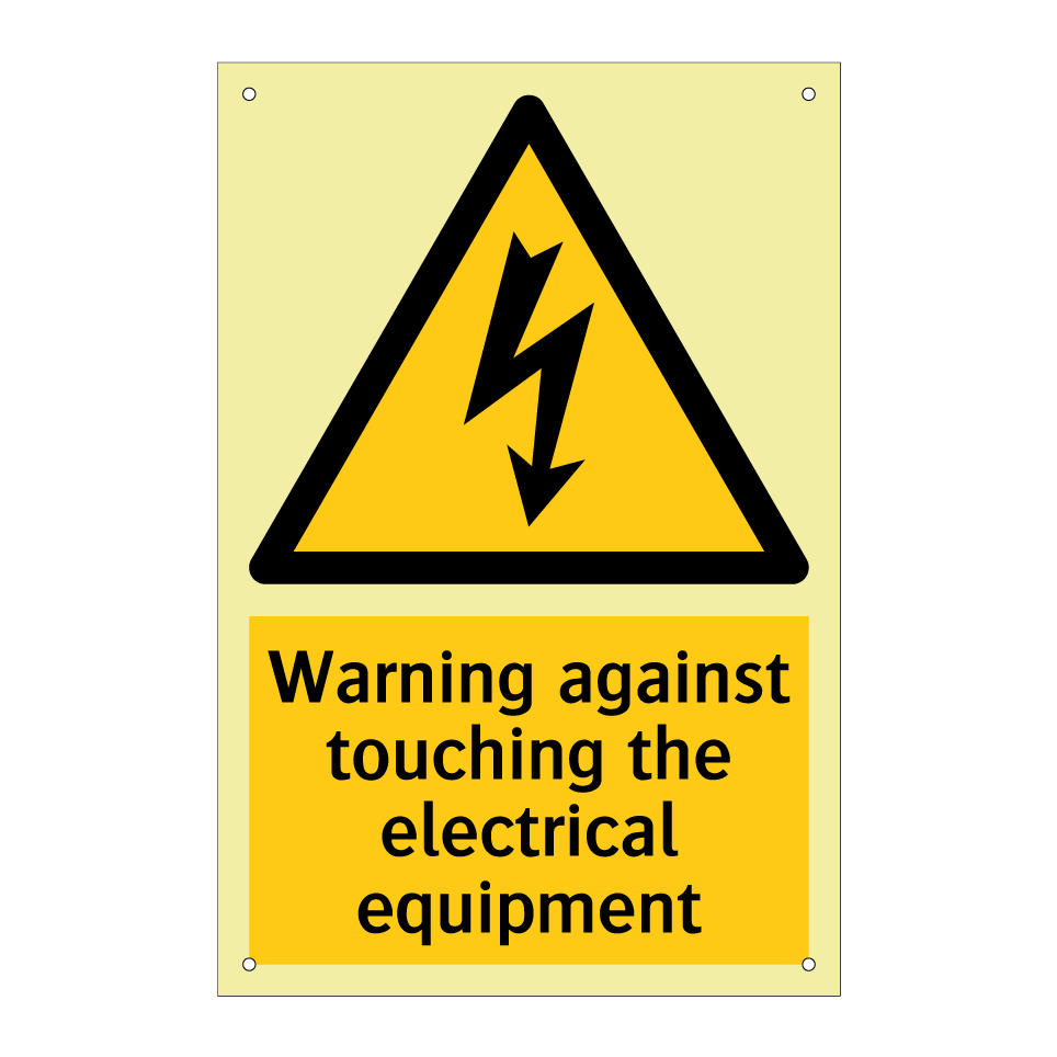 Warning against touching the electrical equipment