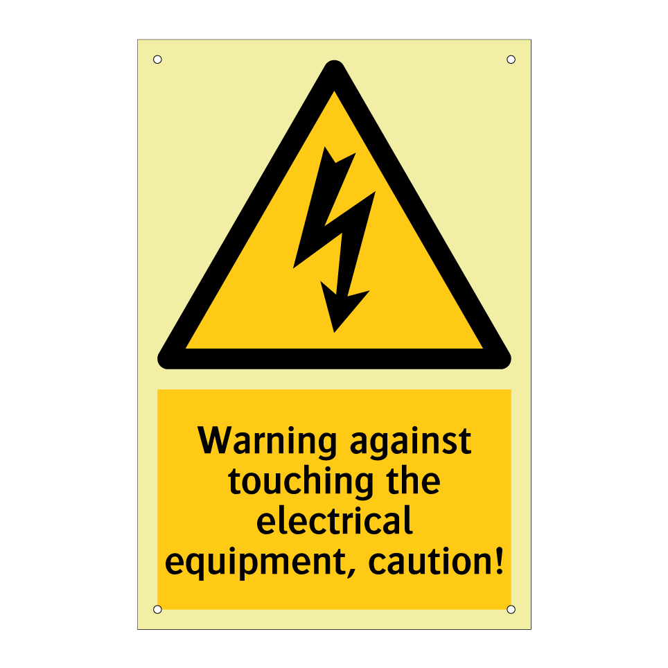 Warning against touching the electrical equipment, caution!