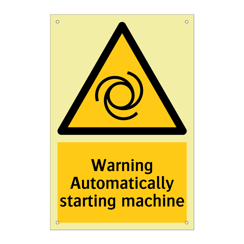 Warning Automatically starting machine