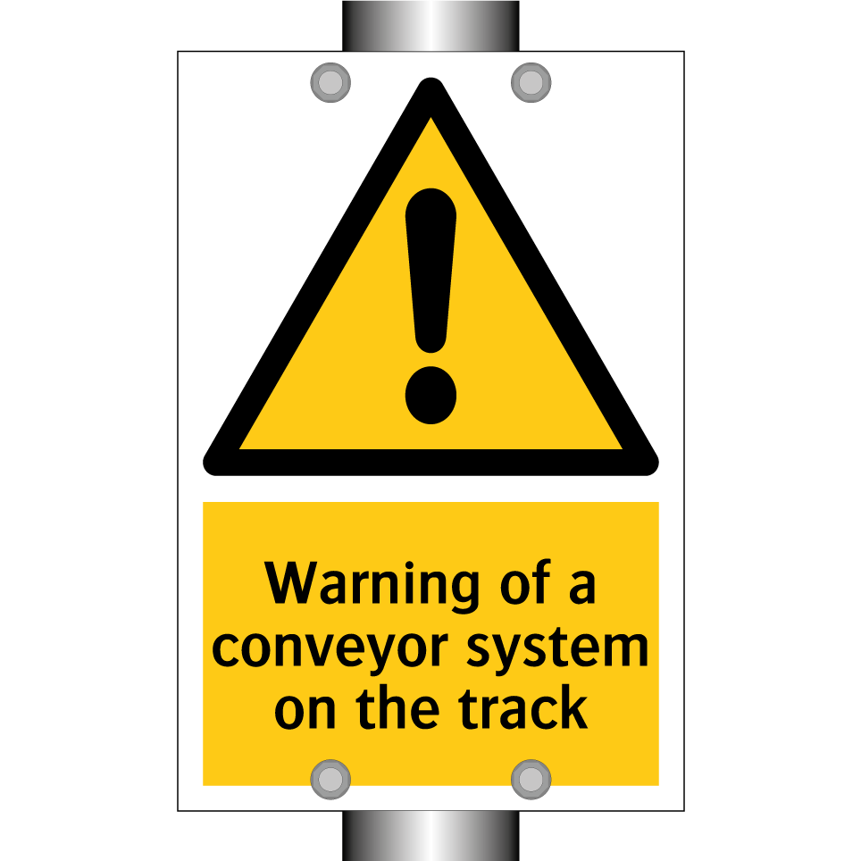Warning of a conveyor system on the track