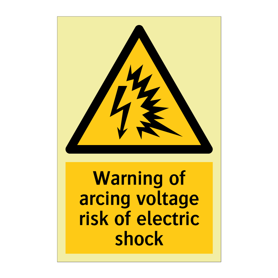 Warning of arcing voltage risk of electric shock