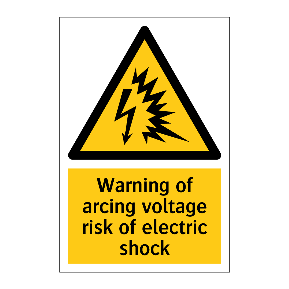 Warning of arcing voltage risk of electric shock
