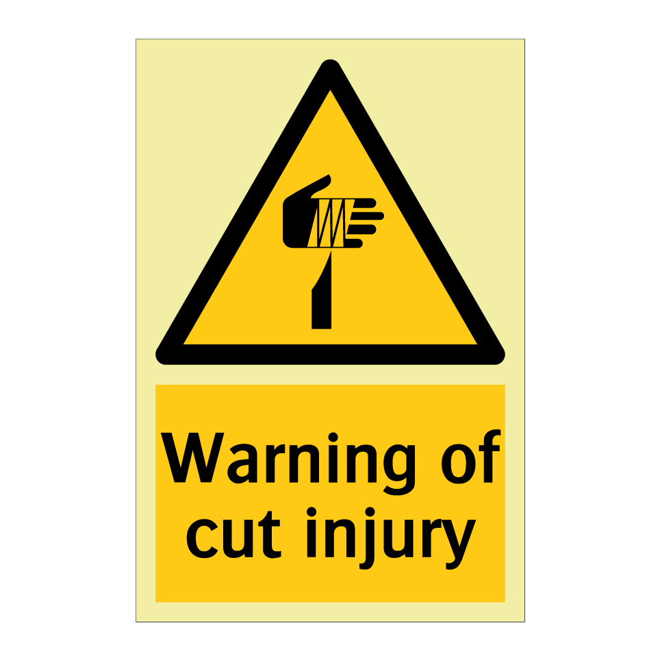 Warning of cut injury