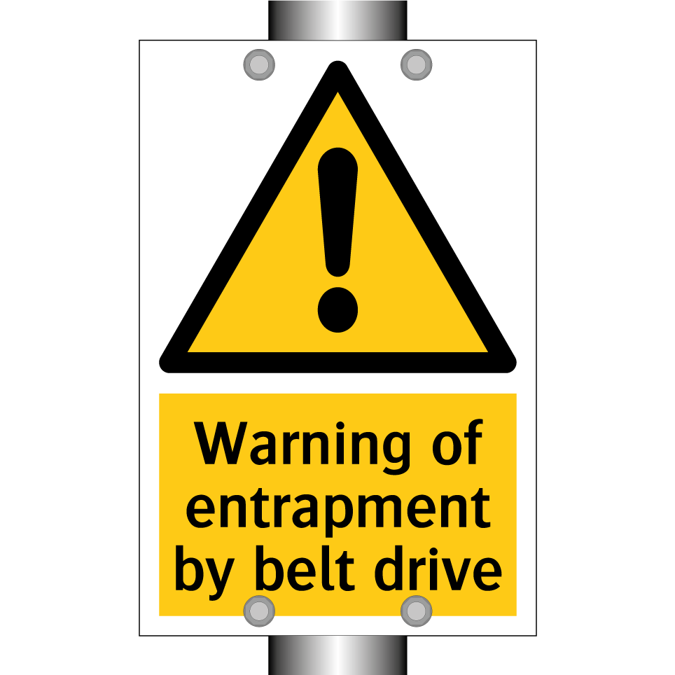 Warning of entrapment by belt drive