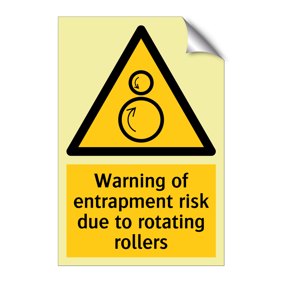 Warning of entrapment risk due to rotating rollers