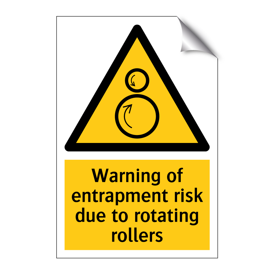 Warning of entrapment risk due to rotating rollers