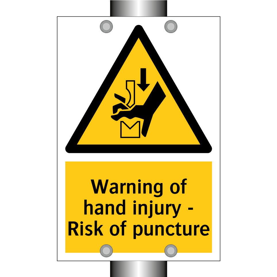 Warning of hand injury - Risk of puncture