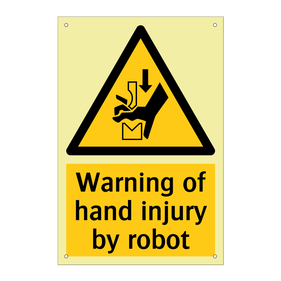 Warning of hand injury by robot
