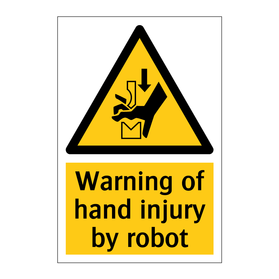 Warning of hand injury by robot
