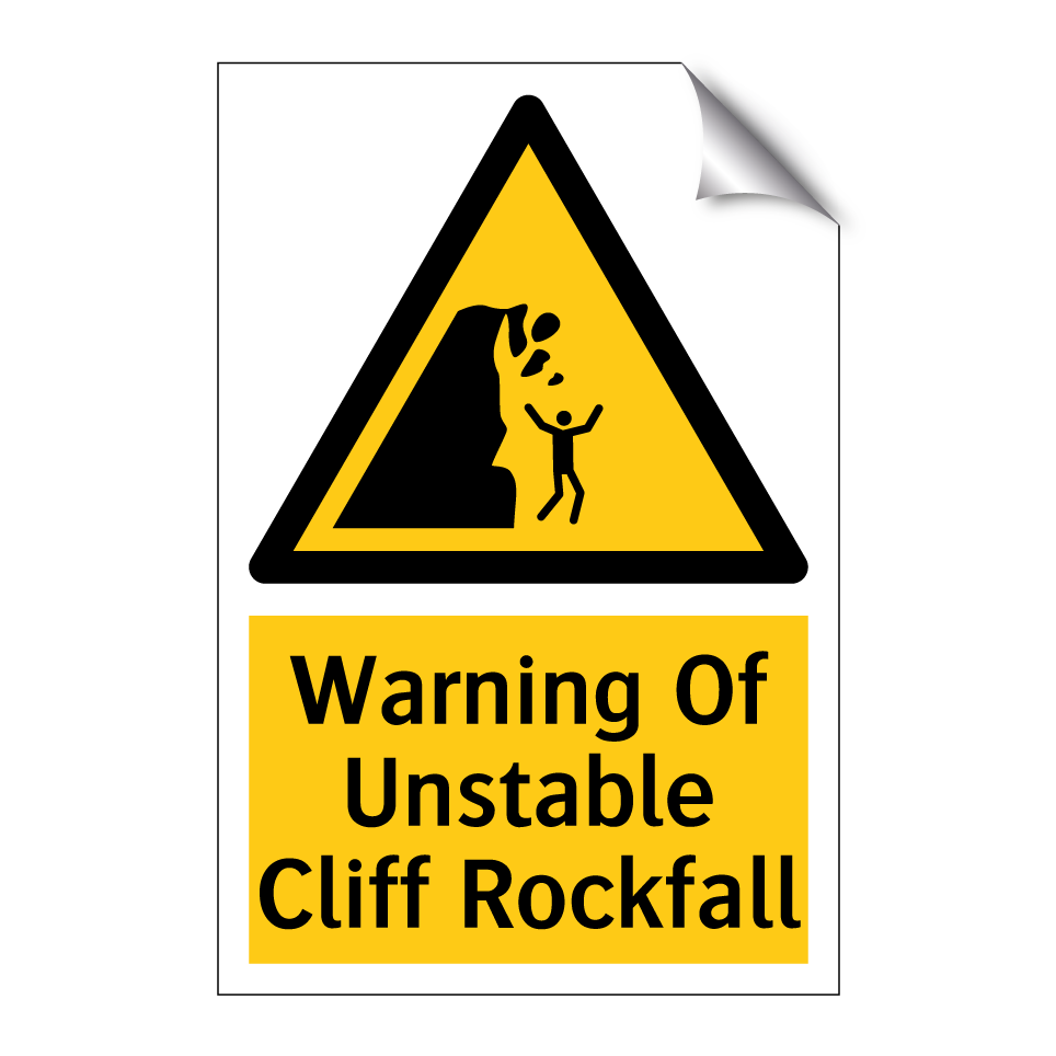 Warning Of Unstable Cliff Rockfall