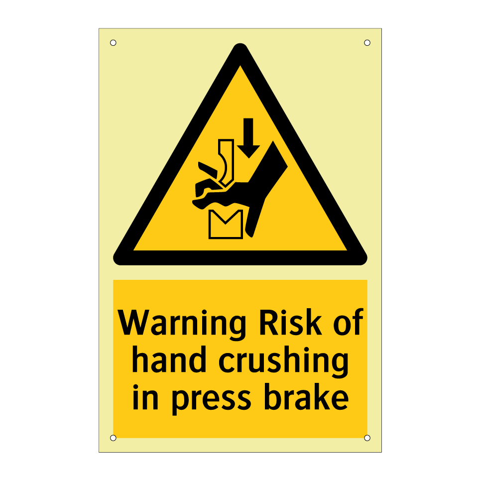 Warning Risk of hand crushing in press brake