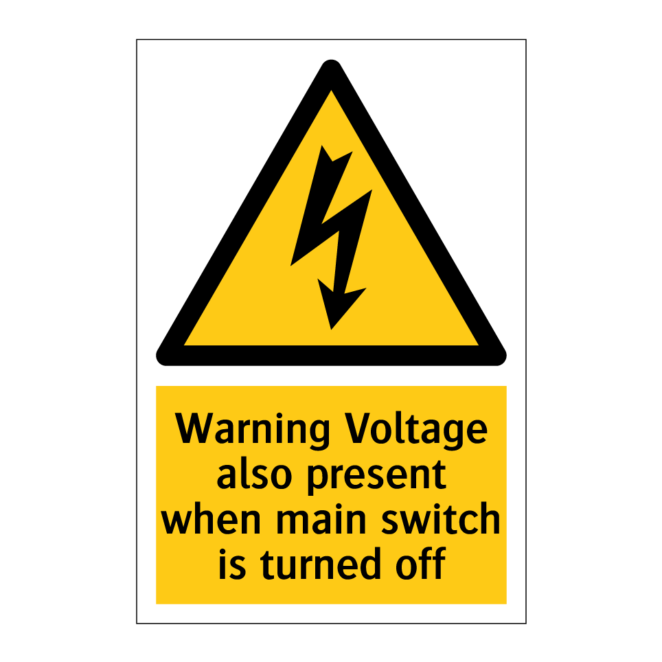 Warning Voltage also present when main switch is turned off