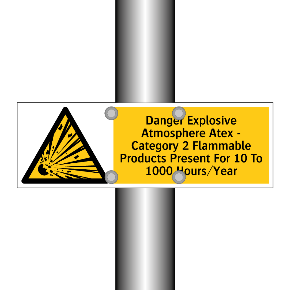 Danger Explosive Atmosphere Atex - Category 2 Flammable Products Present For 10 To 1000 Hours/Year