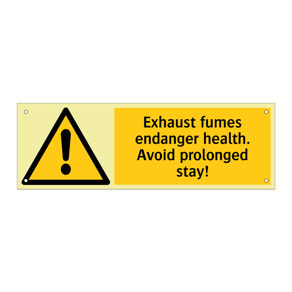 Exhaust fumes endanger health. Avoid prolonged stay!