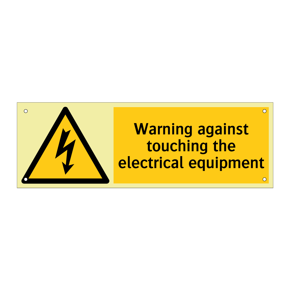 Warning against touching the electrical equipment