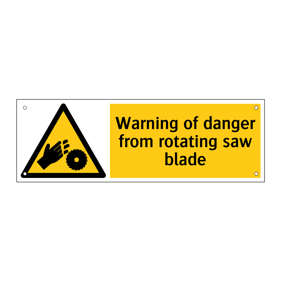 Warning of danger from rotating saw blade