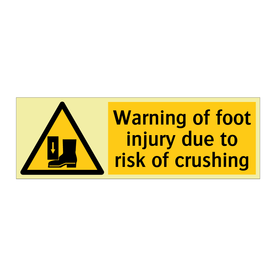 Warning of foot injury due to risk of crushing