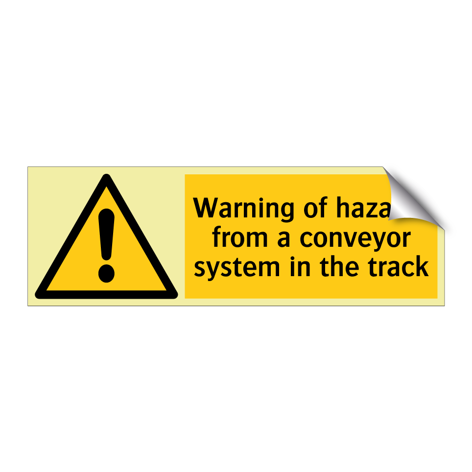 Warning of hazards from a conveyor system in the track