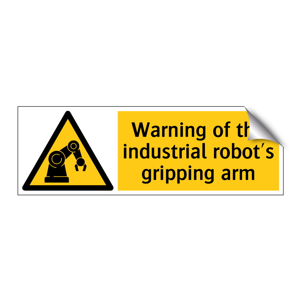 Warning of the industrial robot's gripping arm