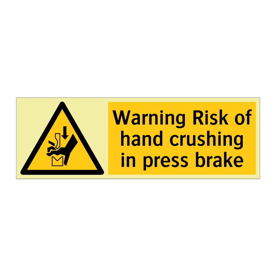 Warning Risk of hand crushing in press brake