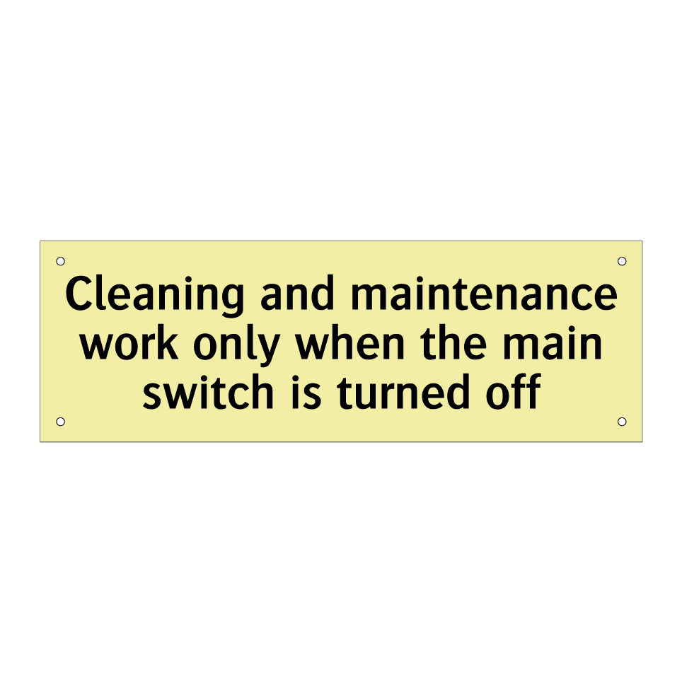 Cleaning and maintenance work only when the main switch is turned off