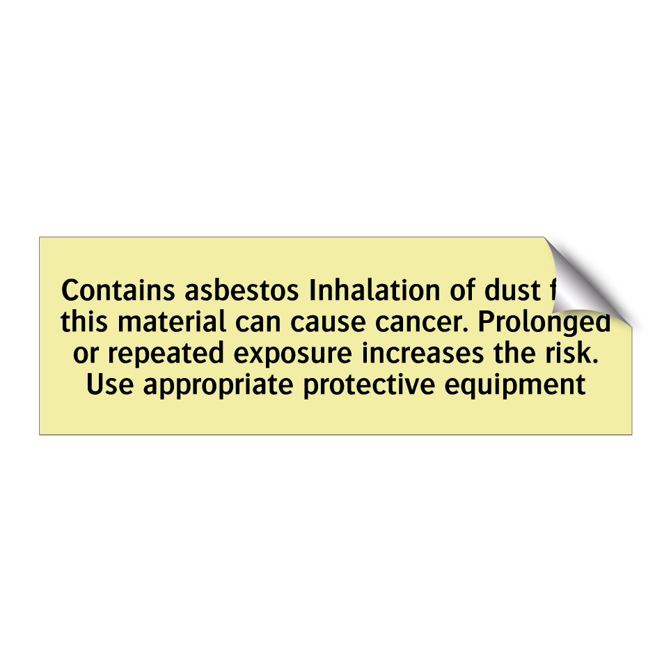 Contains asbestos Inhalation of dust from this material can cause cancer. Prolonged or repeated exposure increases the risk. Use appropriate protective equipment