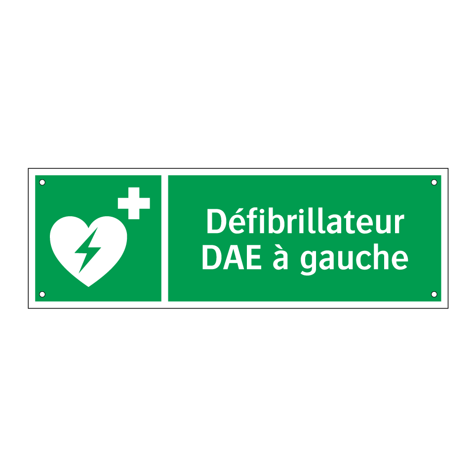 Défibrillateur DAE à gauche